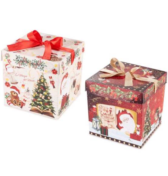 Scatola regalo in carta fondo e coperchio con stampa natalizia 20pz.